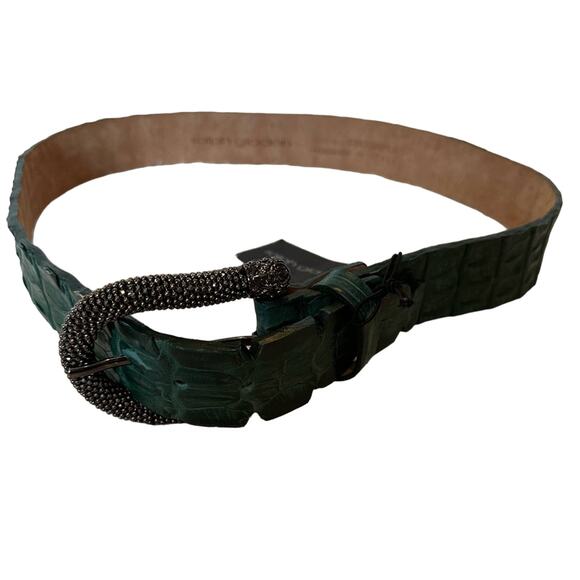 Ralph Gladen Crocodile Leather Buckle Western Belt - Picture 2 of 9